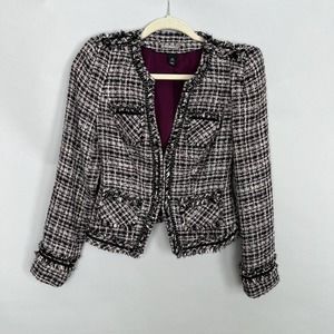 White House Black Market Purple, Black, and White Tweed Blazer Size 00